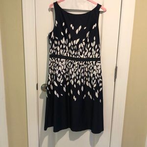 Navy and cream tea dress